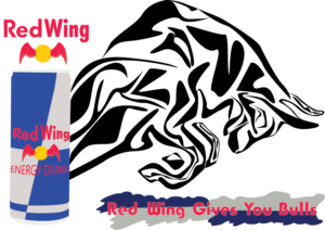 Redbull mimic illustration called red wing.